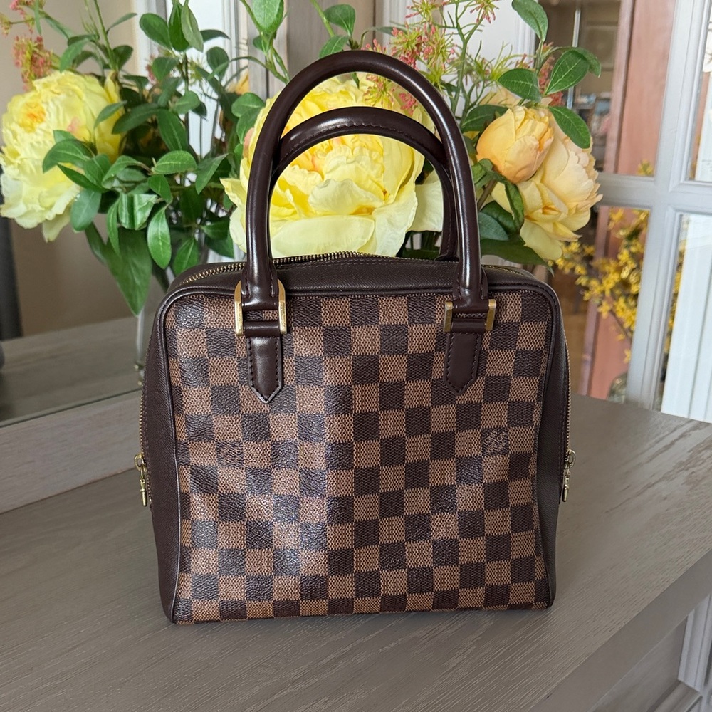 Louis Vuitton Brown Checkered Handbag Breza!!